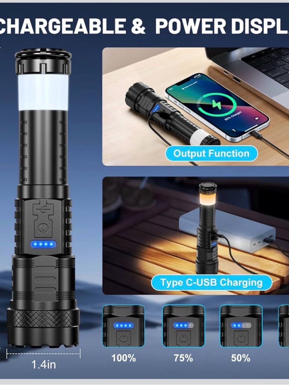 Rechargeable LED Flashlight - Picture 5 of 7